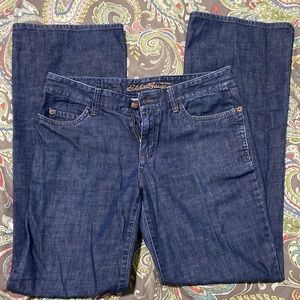 Medium wash wide leg denim